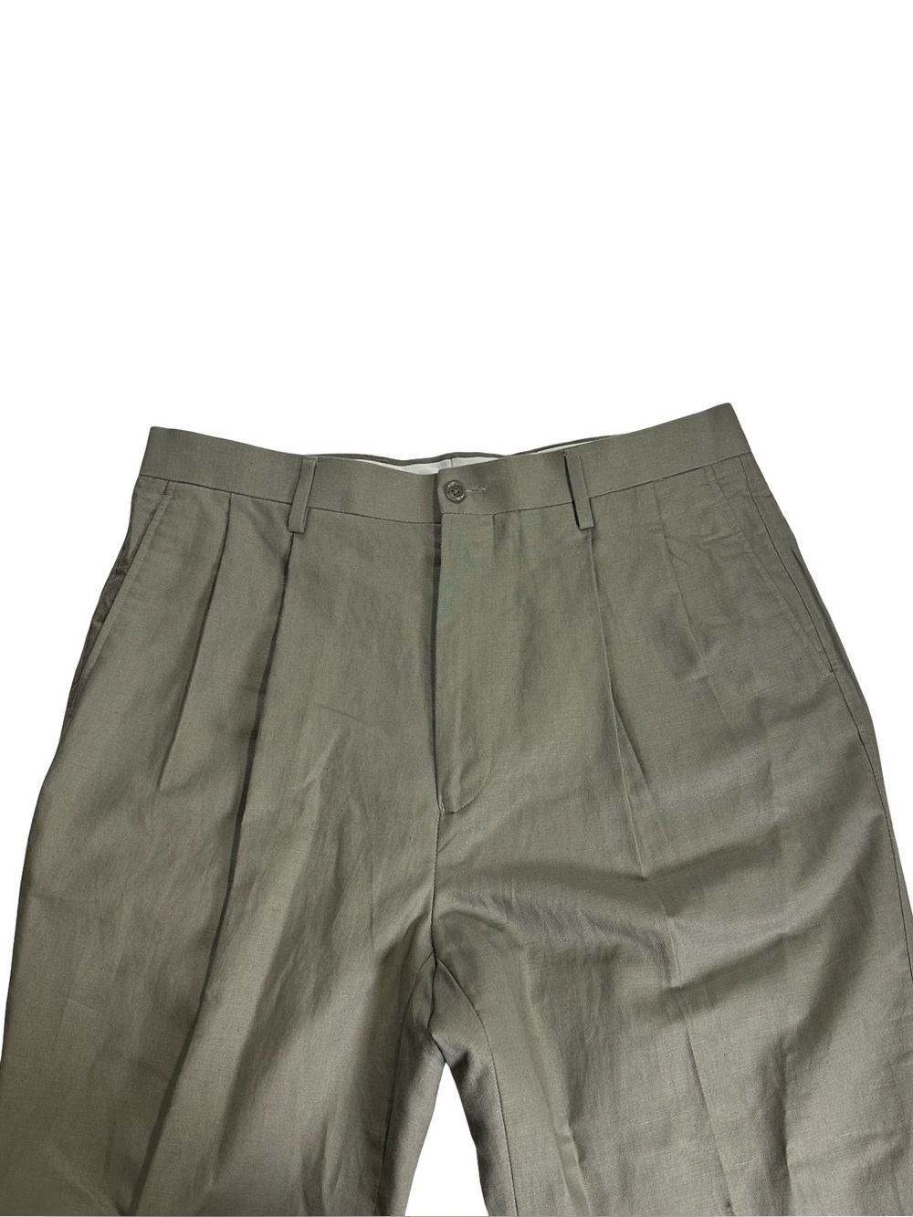 Men's Olive Green Pleated Dress Shorts